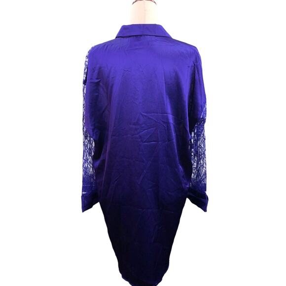 Victorias Secret Satin Lace Nightgown Small Purple Floral Button Up Womens - Picture 3 of 16